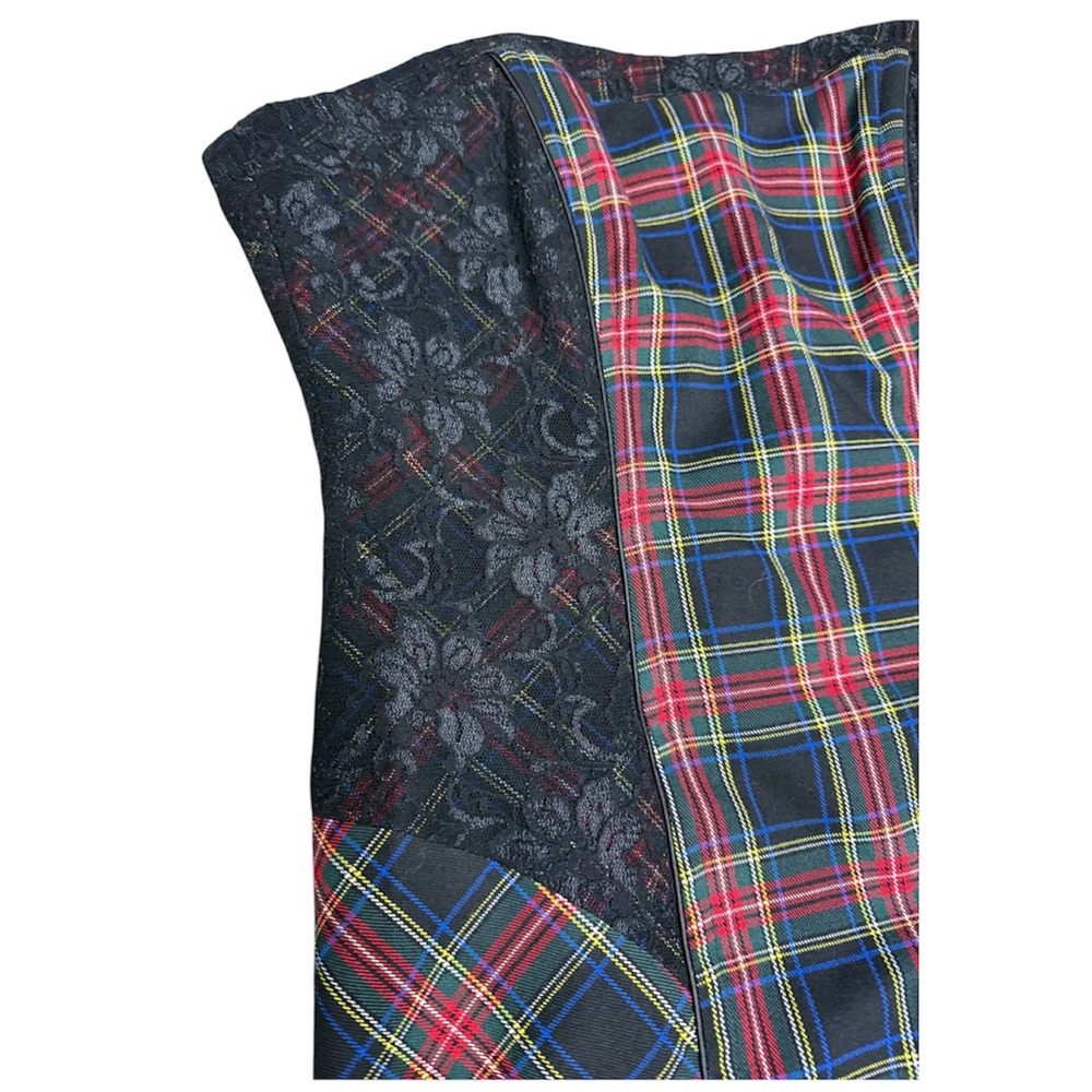 Tristan Strapless Plaid Dress with Lace Detail - Picture 6 of 12